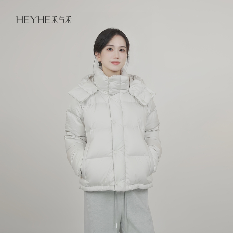 Xiaohe【Lemon Down】90 New National Standard White Duck down Odorless Detachable Hood Lightweight Warm down Jacket