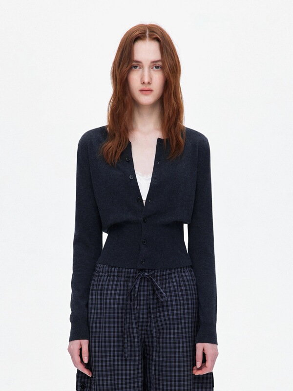 In-Stock Wild Leek Same Style Waist-Cinching Short Wool Cardigan 26Ss Layered Look Slimming Button-Up Knit Sweater
