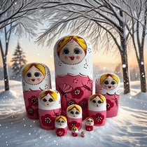 Chinese style wooden ornaments hand-painted 10-layer handicraft imprinted Russian matryoshka doll wooden toy painting
