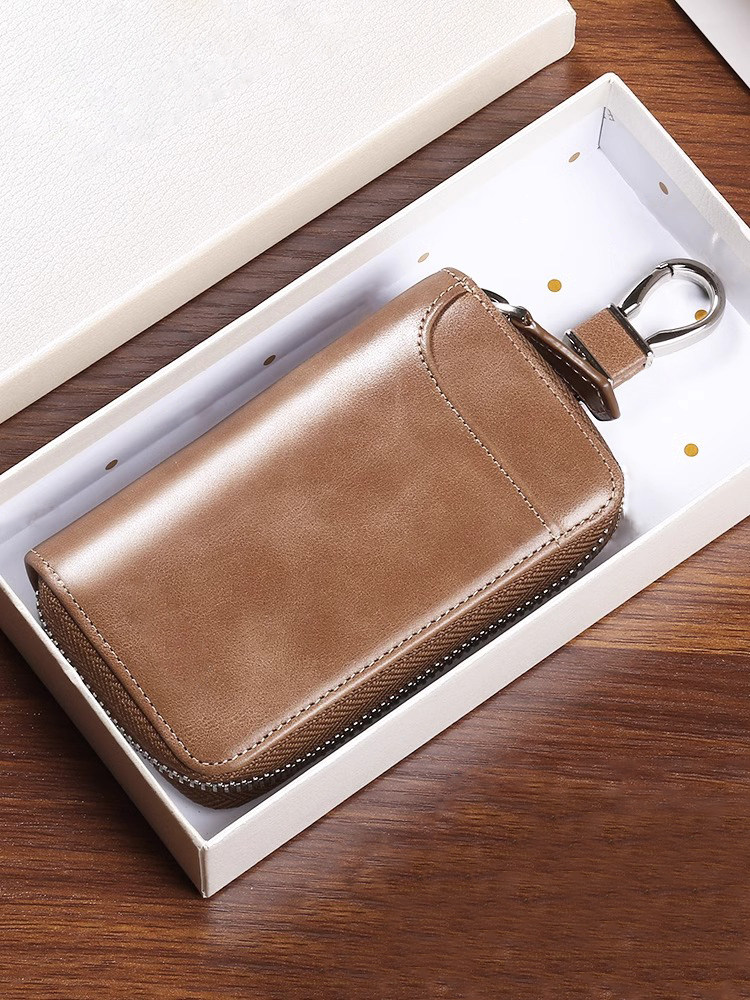 2025 New Model Key Case Large Capacity Genuine Leather Texture Key Storage Bag Men's Car Key Case Cover Women's