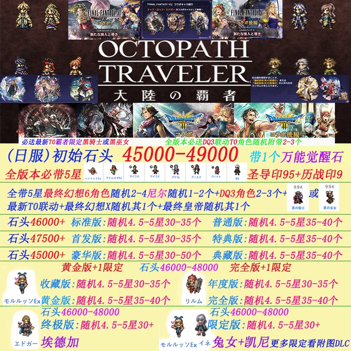 Octopath Traveler: Dominator of the Continent/Octopath Traveler: Crossroads Limited Edition Starter Account