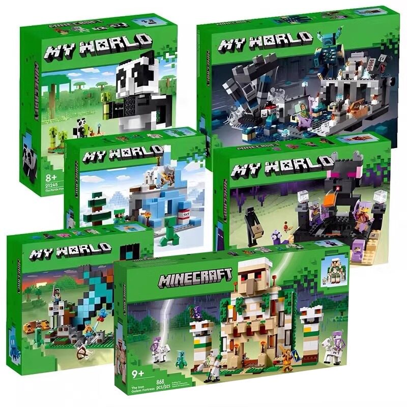 Minecraft Iron Golem Fortress Nether Frozen Mountain Peak Puzzle Building Blocks Boys' Toys New Model
