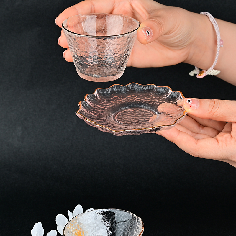 日式描金玻璃茶杯垫：打造优雅茶道体验，防滑发热水晶碟子，让你的茶时光更精致✨