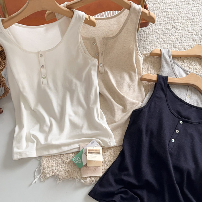 Linen Lyocell Tank Top for Women, Summer Outerwear Camisole 2026 New Style, Covers Side Breasts, Slimming, Buttoned Inner Top Linen Lyocell Tank Top for Women, Summer Outerwear Camisole 2026 New Style, Covers Side Breasts, Slimming, Buttoned Inner Top