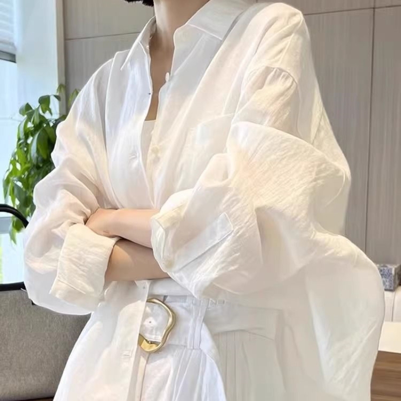 Extra Large Size 150kg Casual Mid-Length White Shirt for Men and Women, New Summer Style, Loose Fit, Body-Covering, Sun-Protective Shirt Extra Large Size 150kg Casual Mid-Length White Shirt for Men and Women, New Summer Style, Loose Fit, Body-Covering, Sun-Protective Shirt