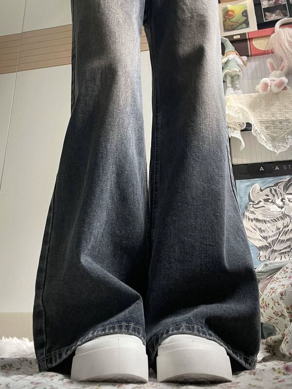 Plus Size 150kg Retro Bootcut Jeans for Men and Women, Spring and Summer Loose Straight High Street Wide-Leg Long Pants Plus Size 150kg Retro Bootcut Jeans for Men and Women, Spring and Summer Loose Straight High Street Wide-Leg Long Pants