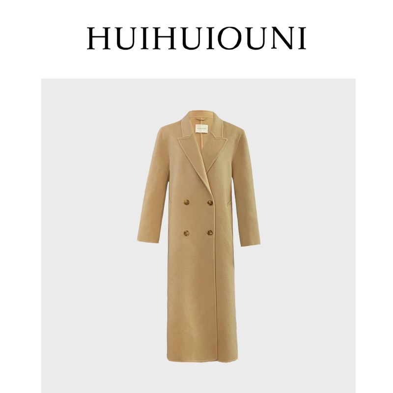 Huihui Ouni Winter Romance Begins Designer Shearling Coat with Peaked Lapel