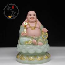 The entire hall contains Buddhist white jade Guanyin Bodhisattva Sakyamuni Ksitigarbha Bodhisattva Maitreya and the Four Saints of Saha.