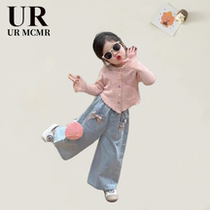 (Counter removal area) Brand counter) Korean childrens clothing 2024 spring Korean style girls suit baby girl pink