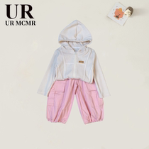 (Counter removal area) Brand counter) Baby suit autumn new Korean style girls hooded zipper cardigan pants