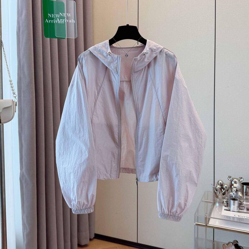 Light Purple Sun Protection Clothing for Women, Thin Cardigan, Purple Sun Protection Jacket, 2026 Summer Hooded Sun Protection Clothing for Small People