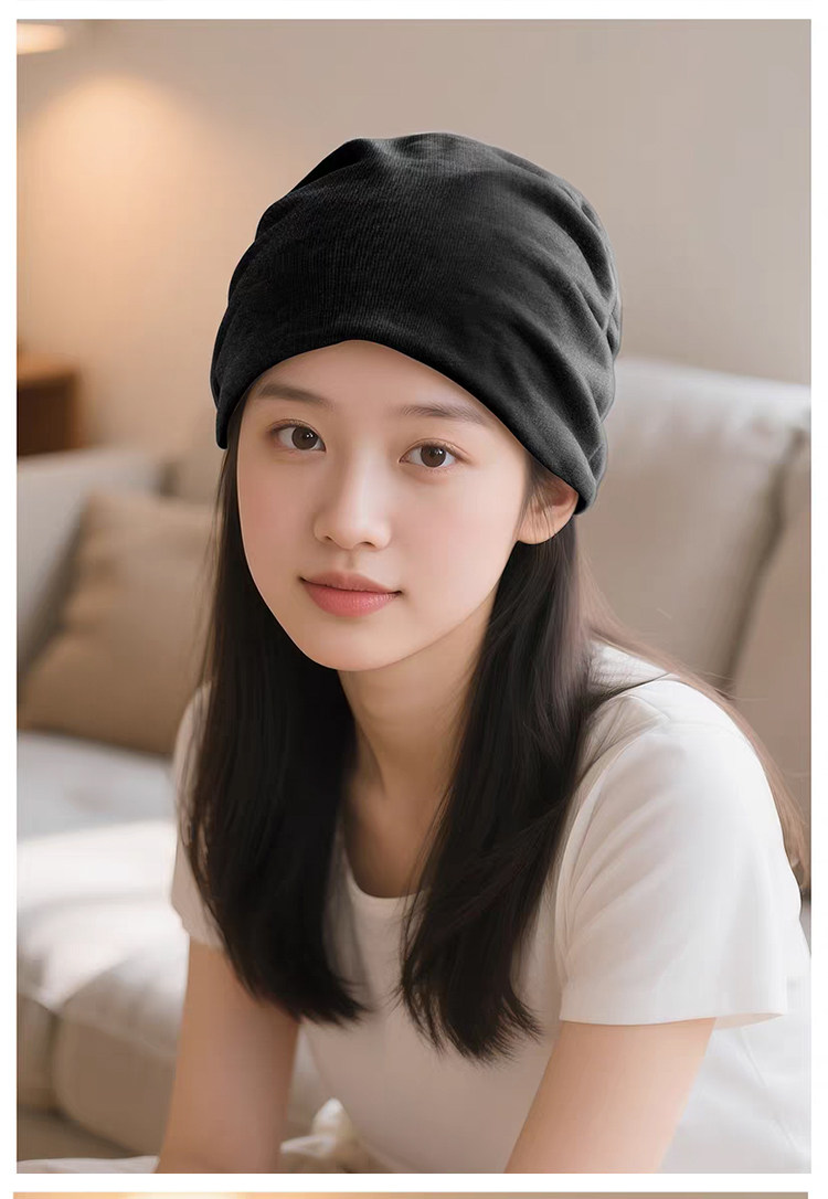 双层棉月子帽秋冬产妇纯色睡觉可戴产后防风保暖大头围孕妇帽子女 — 3