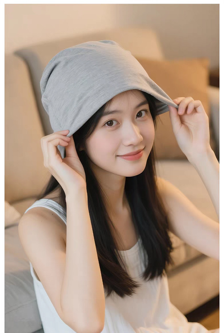 双层棉月子帽秋冬产妇纯色睡觉可戴产后防风保暖大头围孕妇帽子女 — 2