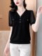 Ice Silk Short-Sleeved T-Shirt, Fashionable Women's 2025 New Chiffon Shirt, Loose and Slimming, Belly-Covering, Stylish Lace Half-Sleeve Top
