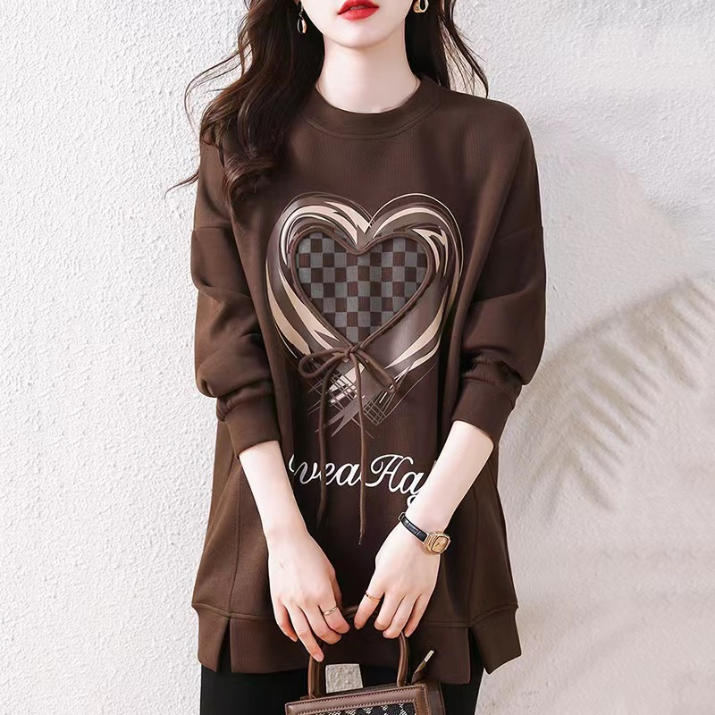 Spring and Autumn Fleece-Lined Mid-Length Sweatshirt for Women 2026 New Stylish Split Design Niche Top Jacket ins Trendy