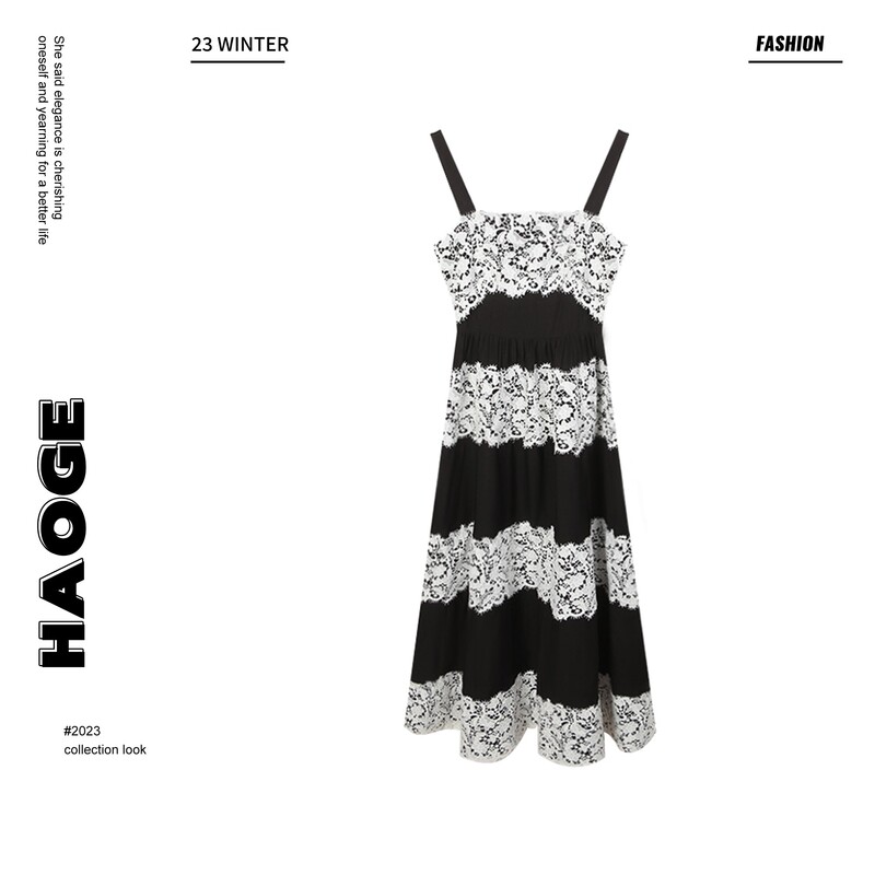 Lulujiang Nn~ Big Heroine C4Lyq1034A Color-Blocked A-Line Mid-Length Dress in Monet Garden Style