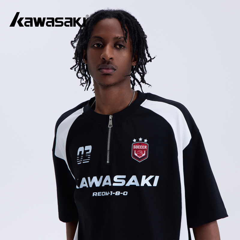 Kawasaki 280g Heavyweight Pure Cotton Casual Fashion Commuter Sports Round Neck Short-Sleeved T-Shirt, Same Style for Men and Women
