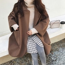 French FAD ZOMO maternity coat spring and autumn loose plus size mid-length windbreaker temperament fashion woolen coat