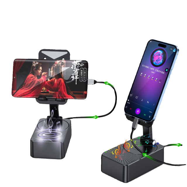 Power Bank Bluetooth Speaker Small Speaker Stand 360-Degree Rotating Phone Stand Desktop Portable Foldable Adjustable