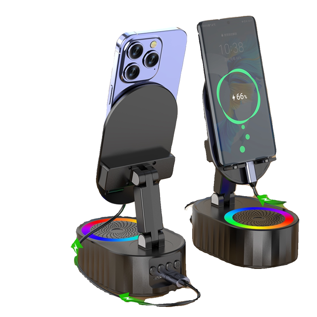 Mobile Phone Stand 2023 New Induction Bluetooth Speaker Power Bank Desktop Lazy Multifunctional Support Stand Five-in-One