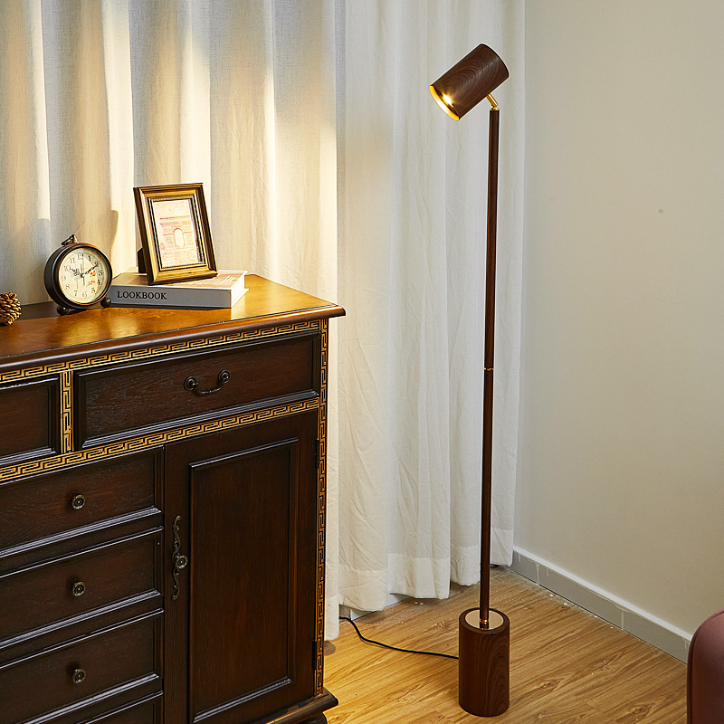 Bedroom Bedside Walnut Color Natural Wood Japanese Sofa Living Room Nordic Study Simple Atmosphere Table Iron Art Floor Lamp