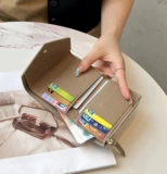 Бумажник, короткая сумка через плечо, складной милый маленький ультратонкий кошелек, из натуральной кожи