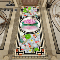 Entrance corridor corridor lotus fish picture floor tiles puzzle floor tiles customized living room anti-slip microcrystalline stone imitation water jet