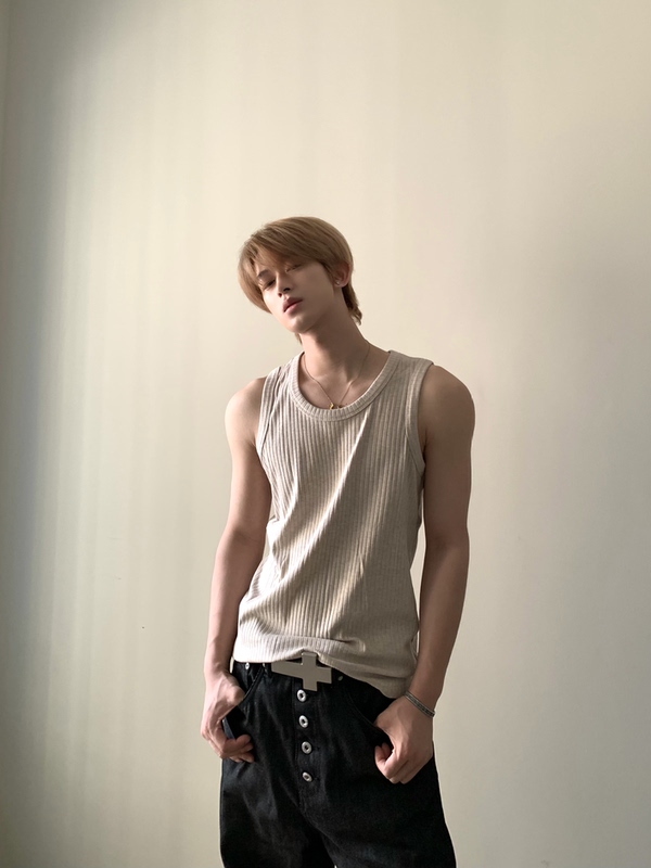 Jichuan Yep ins Atmospheric Striped Textured Vest Sports Base Layer Summer Breathable Unisex Style