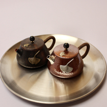 Pure copper ginkgo copper kettle pure handmade thickened tea kettle around the stove to cook tea kung fu tea set brewing kettle household tea set
