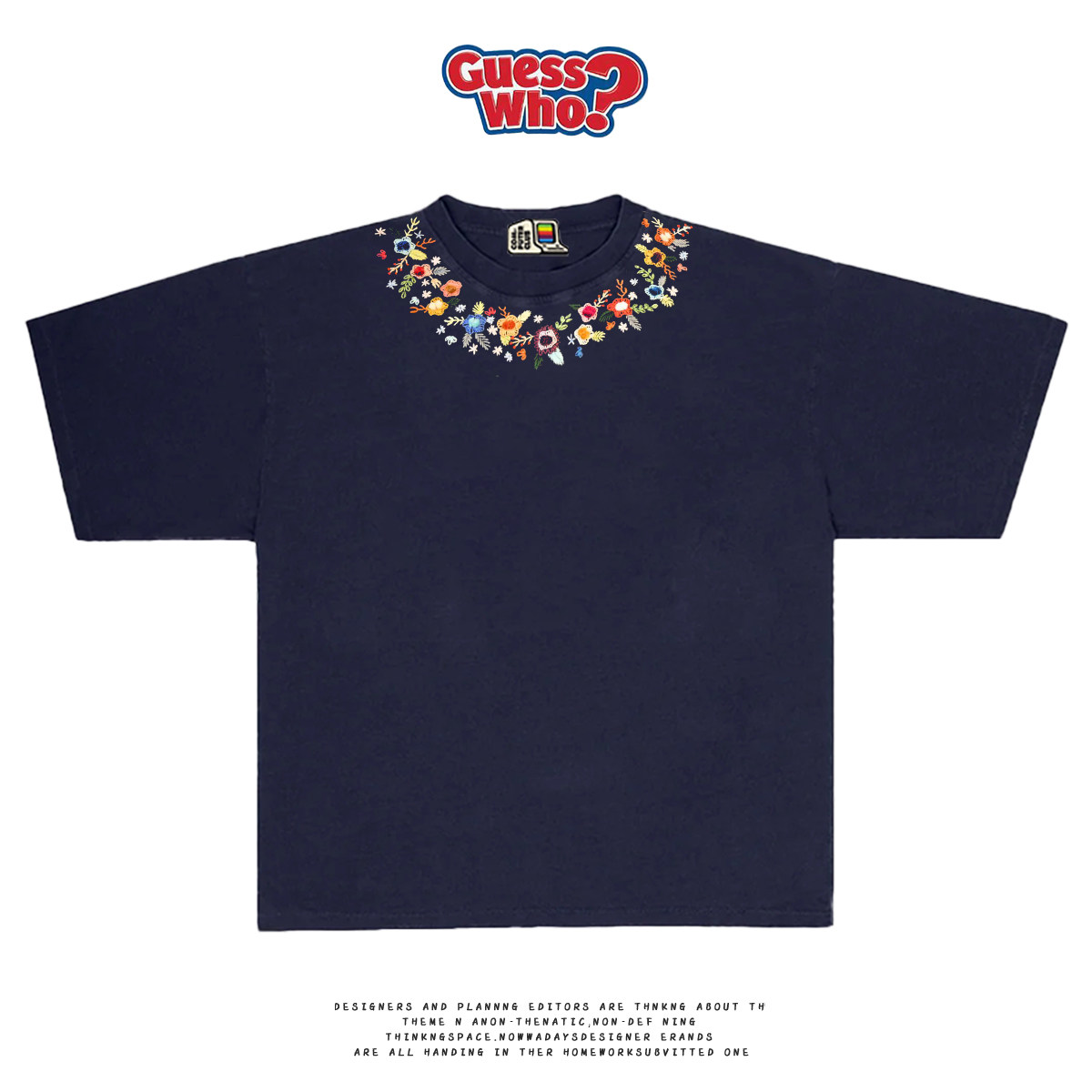 All Nature niche collar floral print design for men's and women's casual short sleeved T-shirt