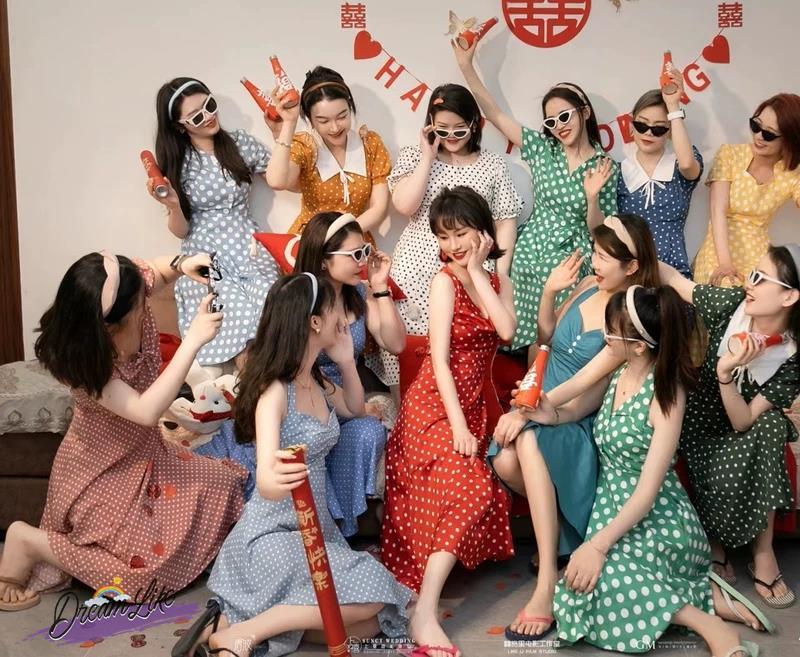 80S Nostalgic Clothing Bralette Dress Retro Hong Kong Style Dress Women's Summer Waist-Cinching Elegant Slim Fit Vacation Dress