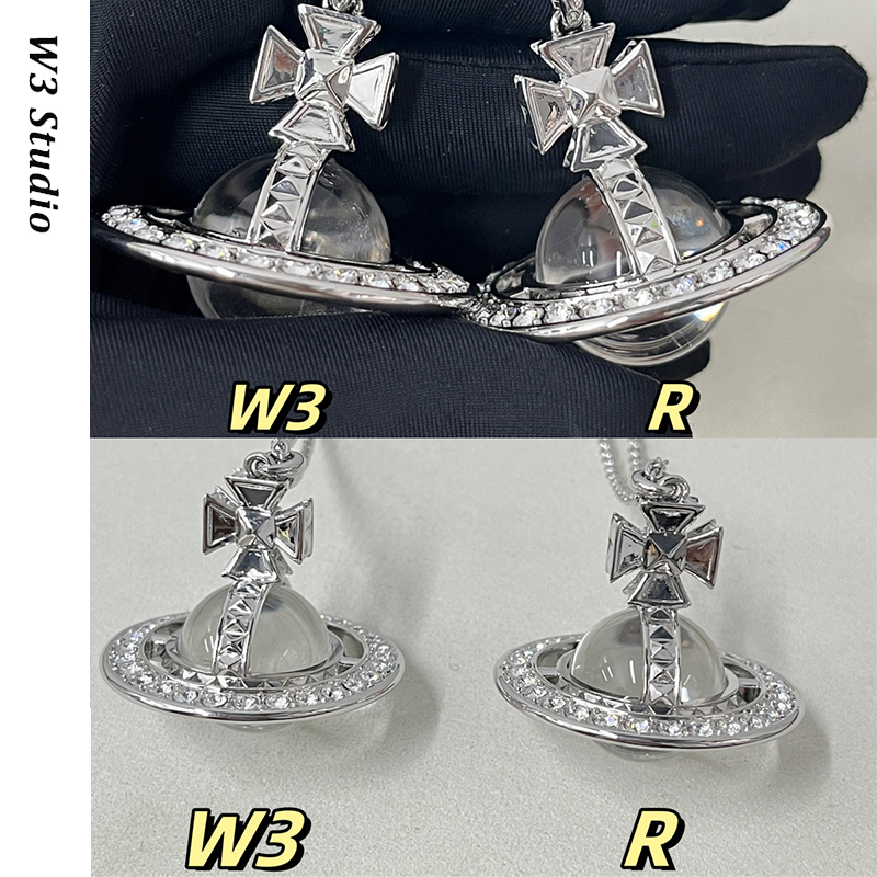 W3Studio 高品質ピナリベット ラージオーブ サターンスターネックレス ダイヤモンド付き ロングスタッキングチェーン セイコー