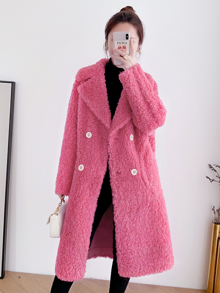 2022 new lamb wool coat women's mid-length fur sheep shearling coat composite fur one loose Korean version