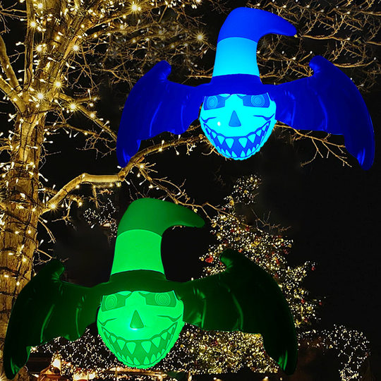 Halloween Decoration Inflatable Glowing Bat Ghost Scary Decoration Outdoor Courtyard Hanging Decoration Scene Layout Props