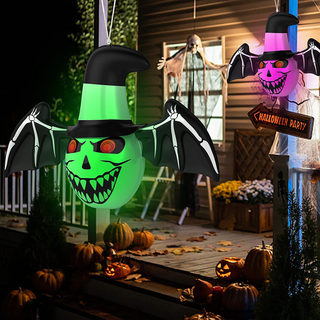 Halloween Decoration Inflatable Glowing Bat Ghost Scary Decoration Outdoor Courtyard Hanging Decoration Scene Layout Props
