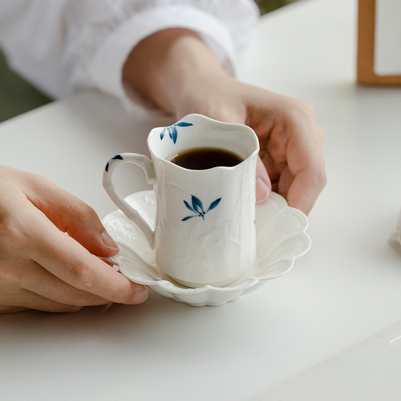 Pure Hand-Painted Butterfly Orchid Ceramic Master Cup Mini Small Water Cup Tea Cup Coffee Cup and Saucer Set