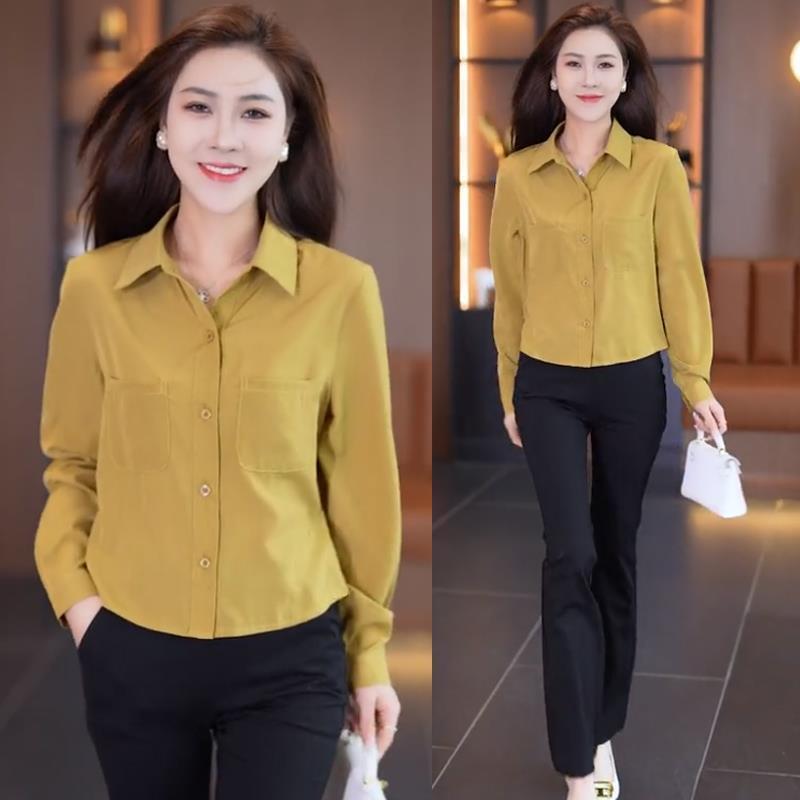 Fashionable and Elegant Women's Shirt 2026 Early Autumn New Long-Sleeve Versatile Slim-Fit Short Style Trendy Shirt for Petite Women Fashionable and Elegant Women's Shirt 2026 Early Autumn New Long-Sleeve Versatile Slim-Fit Short Style Trendy Shirt for Petite Women