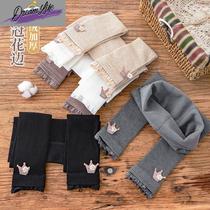 Childrens leggings spring autumn and winter thin velvet medium and thick foot-stepping baby pure cotton outer wear plus velvet and thickened girls pantyhose