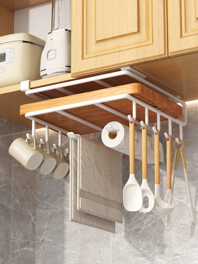 Free-punching kitchen shelving cabinet Lower hanging containing rack Chopping Frame Stainless Steel Lid Rack Cutting Board Placing Shelf-Taobao