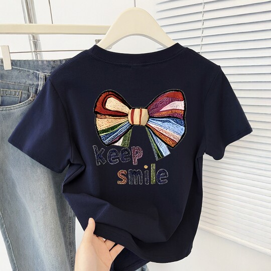 Women's 2025 summer new slim fit inner round neck short blouse