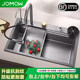 Left Side Sink 304 Stainless Steel Large Single Sink Honeycomb Embossed Kitchen Household under Counter Basin