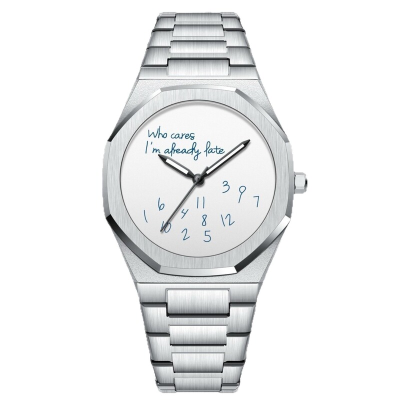 Who Cares, I'M Already Late Digital Luminous Men's Watch Trendy Steel Band Watch Letter Watch
