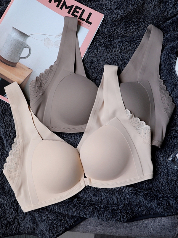 2026 New Style Seamless Front-Clasp Vest-Style Bra Without Underwire, Push-Up, Enhancing Cleavage, Side Breast Collection, Women's Underwear