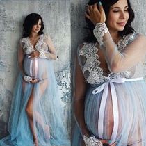 Maternity Dresses for Photoshoot Lace V-Neck Hollow Out Preg