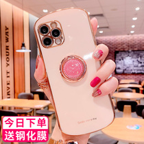 Apple 12 mobile phone shell iphone12 silicone 12pro electroplating 12promax ultra-thin 12mini mini all-inclusive camera lens high-grade luxury watch ring buckle bracket for women