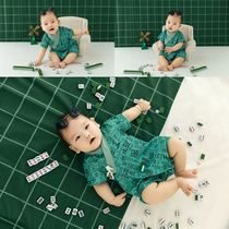 Photo props childrens photography theme clothing retro style mahjong playing props photo studio babys 100th birthday photo