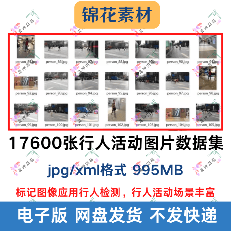 17600 Pedestrian Activity Image Data Training Sample Set with Labeled Images for Pedestrian Detection and Recognition Scenes in Jpg Format