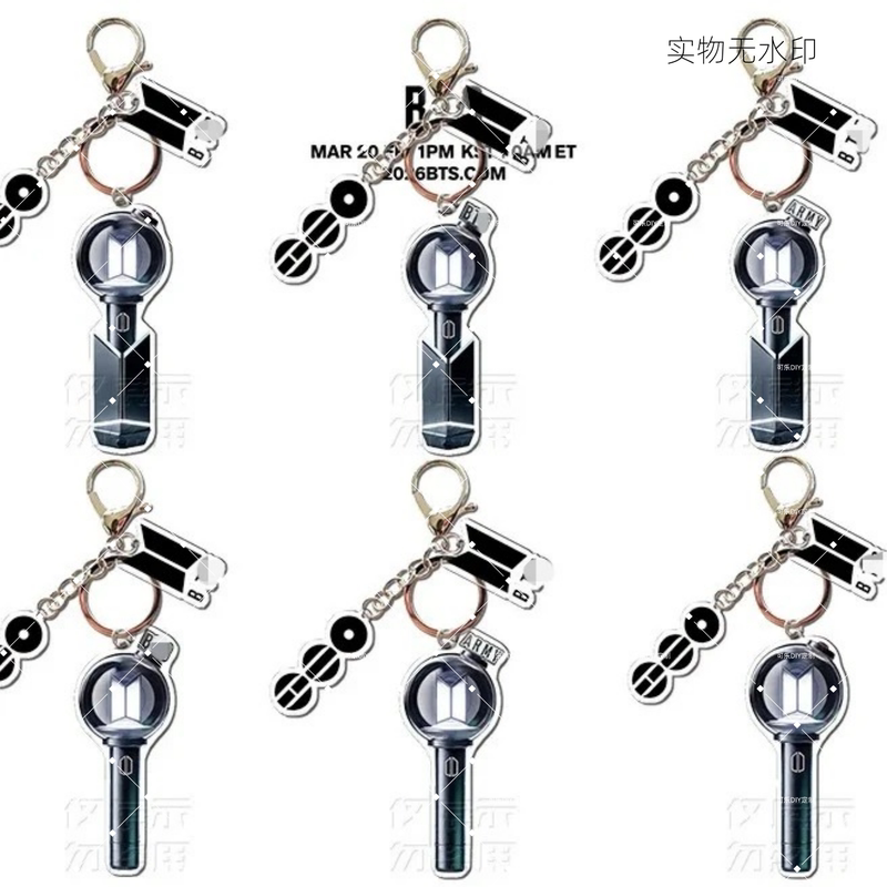 Cross-Border Popular Bts (Bts) Cheering Light Flat Acrylic Keychain Jk Pendant Jimin Three-Piece Set