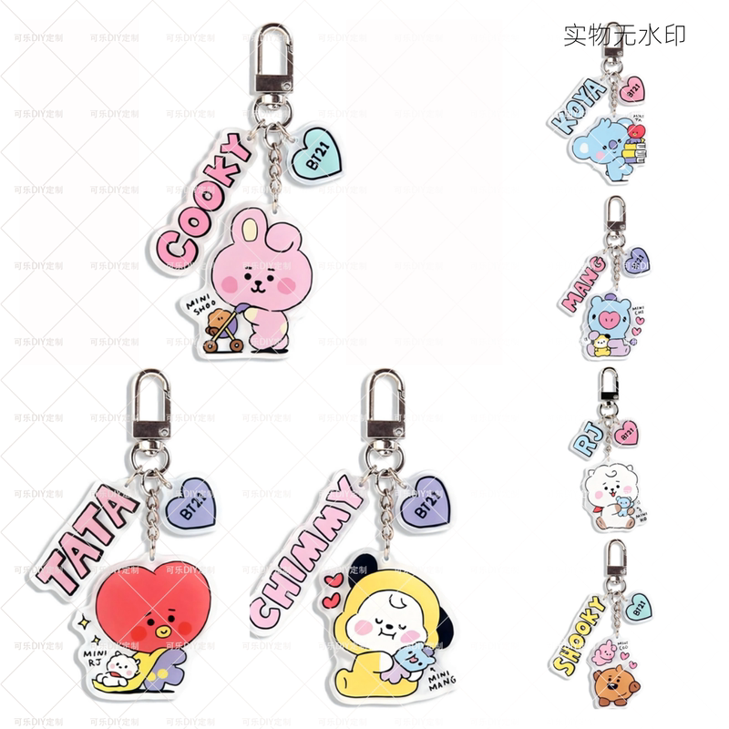 Bts Bt21 Merchandise Acrylic Keychain Cooky Koya Cartoon Backpack Pendant Combination Gift