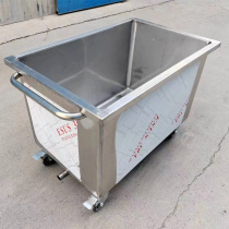 Mobile stainless steel square drain basket water tank custom industrial water storage bucket trolley soaking pool brine cooking bucket